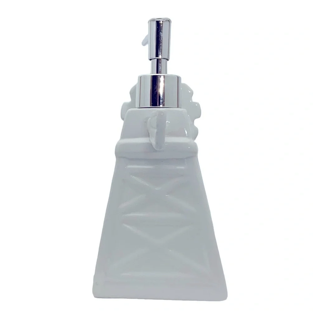 Farmhouse Windmill Soap Dispenser Lotion Pump Dispenser Ceramic White Silver